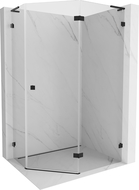 Mexen Lunar L cabine de douche pentagonale pivotante droite 90 x 80 cm, transparent, noir - 831L-090P-080L-70-00-P