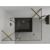 Mexen Roma cabine de douche pivotante 120 x 90 cm, transparent, or + bac à douche Flat, noir - 854-120-090-50-00-4070G