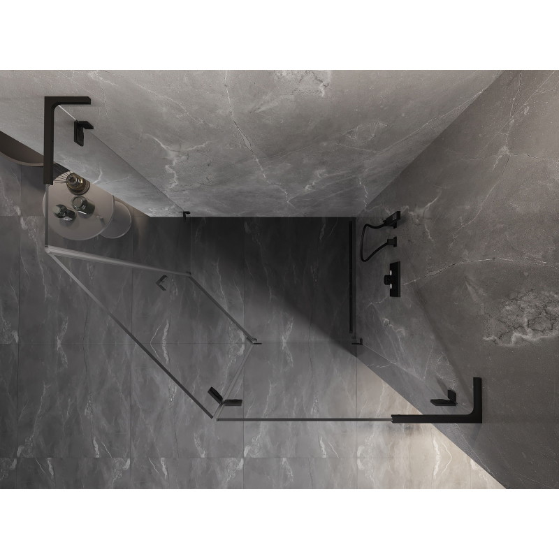 Mexen Lunar L cabine de douche pentagonale pivotante droite 100 x 80 cm, transparent, noir - 831L-100P-080L-70-00-P