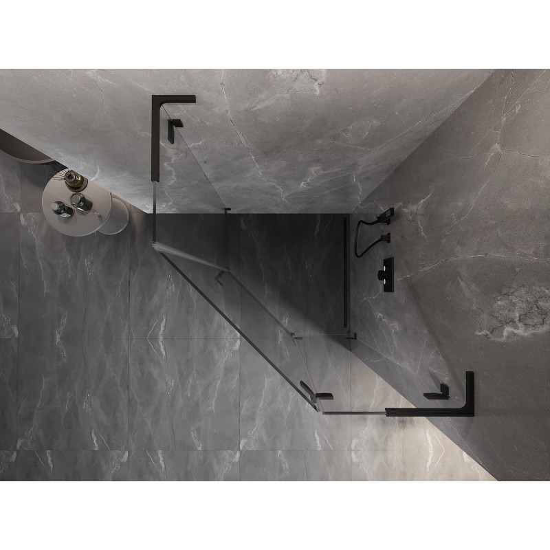 Mexen Lunar L cabine de douche pentagonale pivotante droite 100 x 100 cm, transparent, noir - 831L-100P-100L-70-00-P