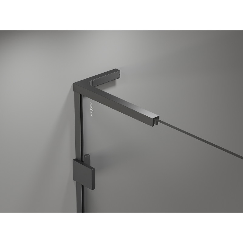 Mexen Lunar L cabine de douche pentagonale battante droite 80 x 80 cm, transparente, métal gun - 831L-080P-080L-95-00-P