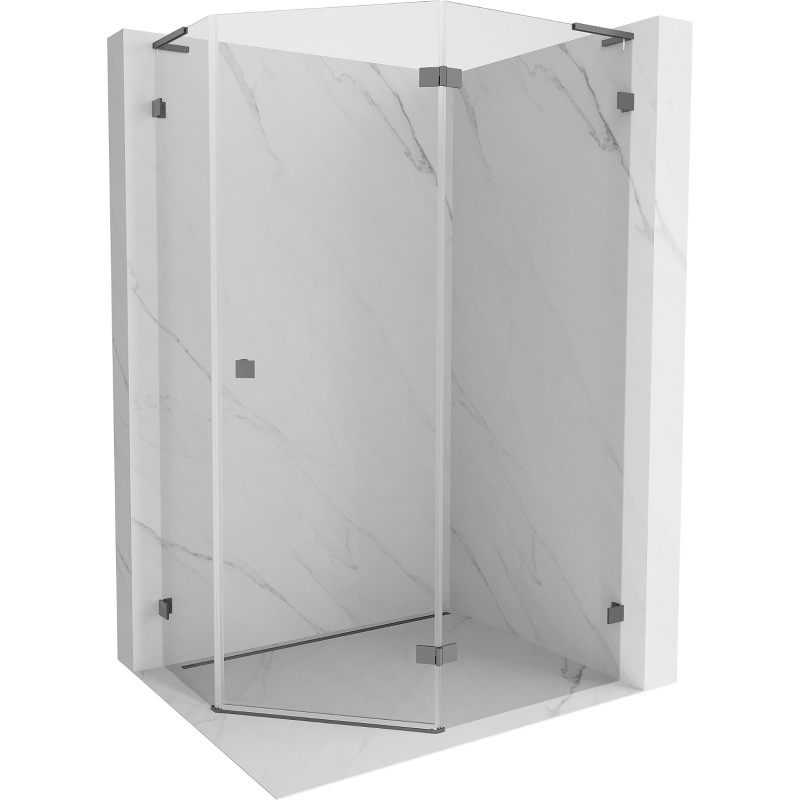 Mexen Lunar L cabine de douche pentagonale à charnière droite 90 x 80 cm, transparent, gun metal - 831L-090P-080L-95-00-P
