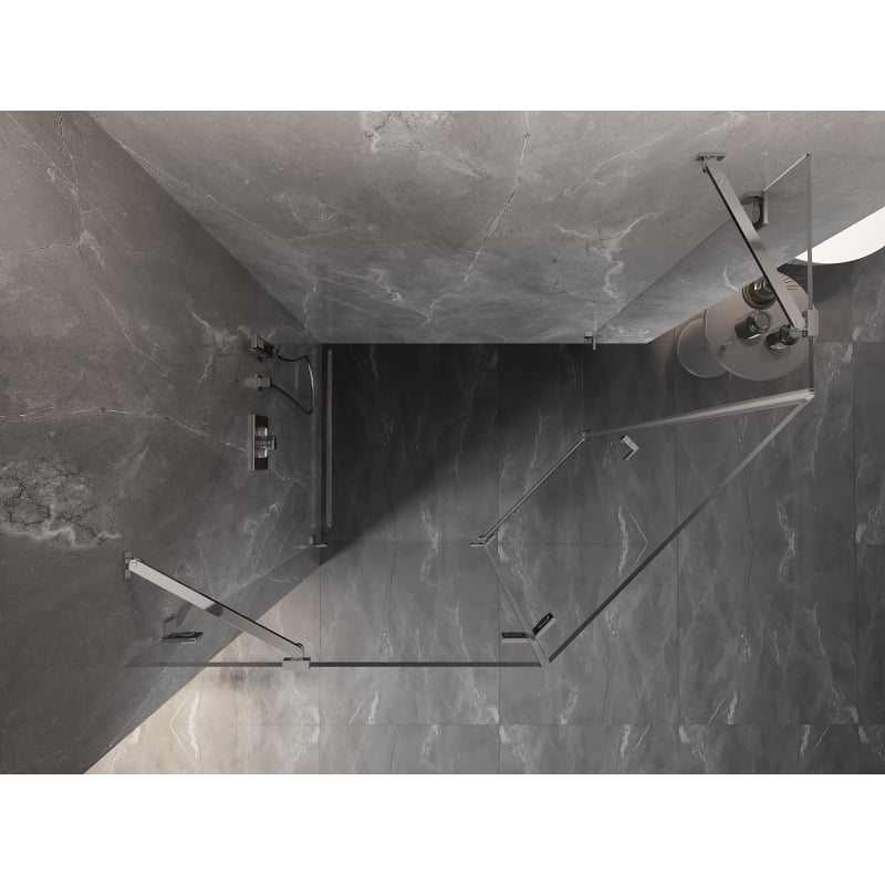 Mexen Lunar cabine de douche pentagonale pivotante gauche 90 x 80 cm, transparent, chromé - 831-090L-080P-01-00-L