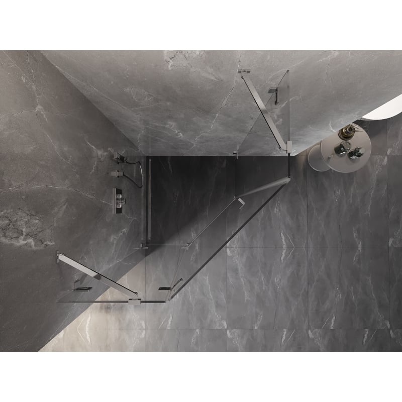 Mexen Lunar cabine de douche pentagonale pivotante gauche 90 x 90 cm, transparent, chrome - 831-090L-090P-01-00-L