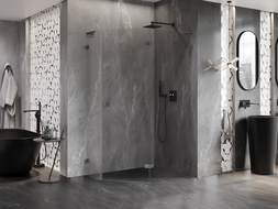 Mexen Lunar L cabine de douche pentagonale pivotante droite 100 x 80 cm, transparent, gun métal - 831L-100P-080L-95-00-P