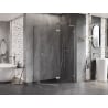 Mexen Lunar L cabine de douche pentagonale pivotante à droite 100x80 cm, transparent, nickel brossé - 831L-100P-080L-97-00-P