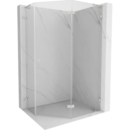 Mexen Lunar L cabine de douche pentagonale pivotante à droite 100x80 cm, transparent, nickel brossé - 831L-100P-080L-97-00-P