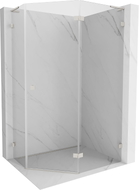Mexen Lunar L cabine de douche pentagonale pivotante à droite 100x80 cm, transparent, nickel brossé - 831L-100P-080L-97-00-P