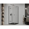 Mexen Roma cabine de douche pivotante 80 x 80 cm, transparente, noire + receveur Flat, noir - 854-080-080-70-00-4070B