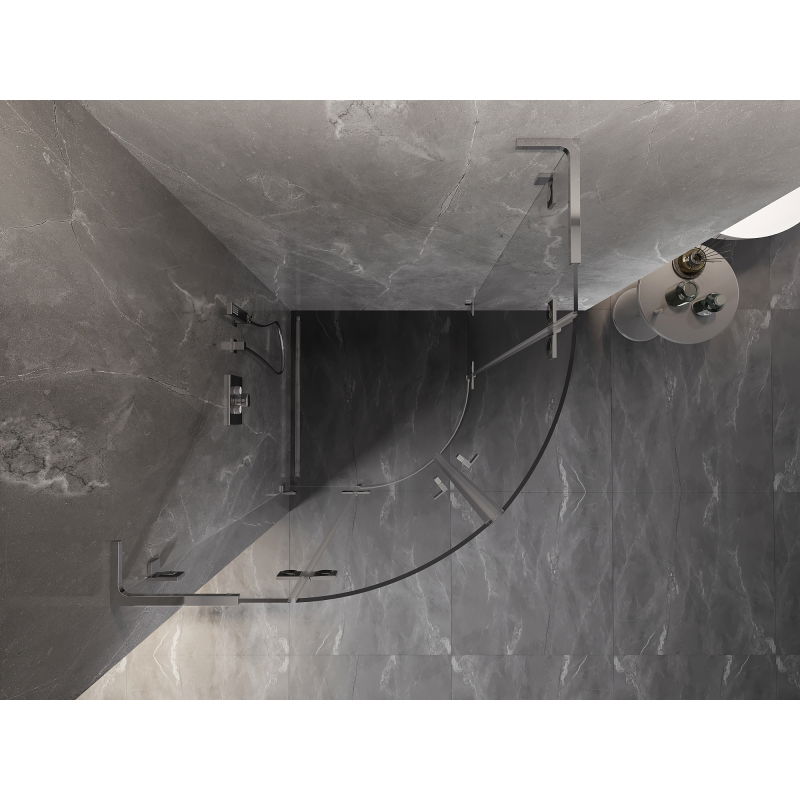 Mexen Lunar L cabine de douche demi-circulaire pivotante 70 x 70 cm, transparent, chromé - 833L-070L-070P-01-00