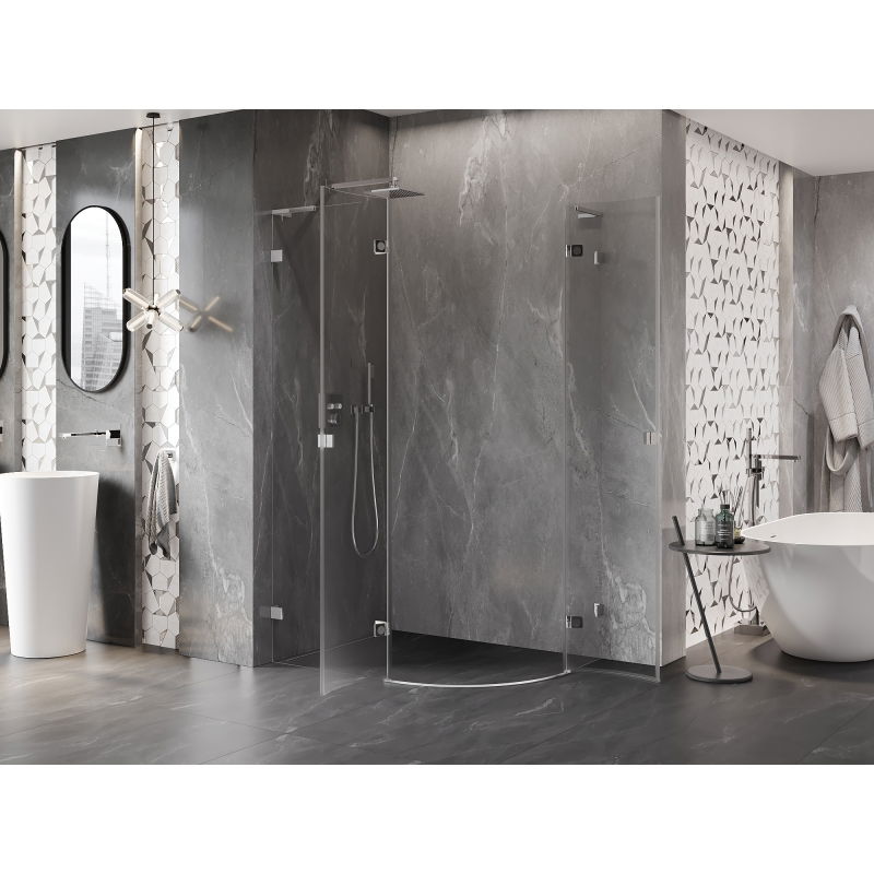 Mexen Lunar L cabine de douche demi-circulaire pivotante gauche 80 x 70 cm, transparent, chrome - 833L-080L-070P-01-00