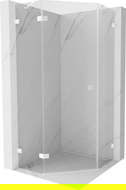 Mexen Lunar cabine de douche pentagonale pivotante gauche 80 x 80 cm, transparent, blanc - 831-080L-080P-20-00-L