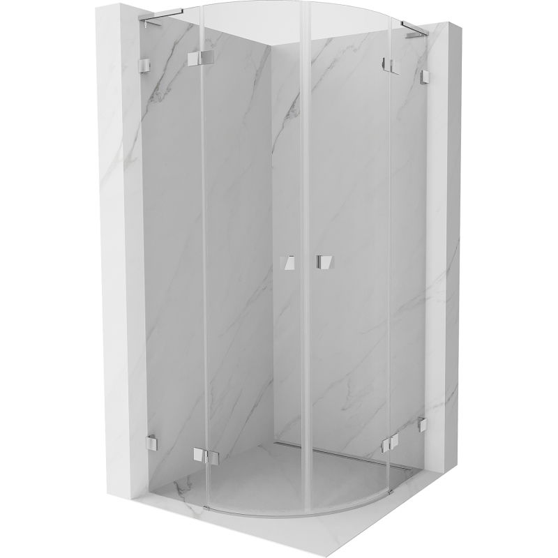 Mexen Lunar L cabine de douche semi-circulaire pivotante 80 x 80 cm, transparent, chrome - 833L-080L-080P-01-00