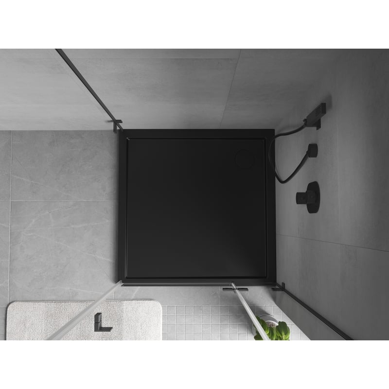 Mexen Flow receveur de douche carré slim 100 x 100 cm, noir mat - 46S701010