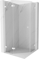Mexen Lunar cabine de douche pentagonale pivotante gauche 90 x 90 cm, transparent, blanc - 831-090L-090P-20-00-L