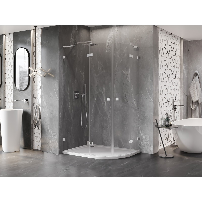 Mexen Lunar L cabine de douche semi-circulaire pivotante gauche 100 x 90 cm, transparent, chrome - 833L-100L-090P-01-00