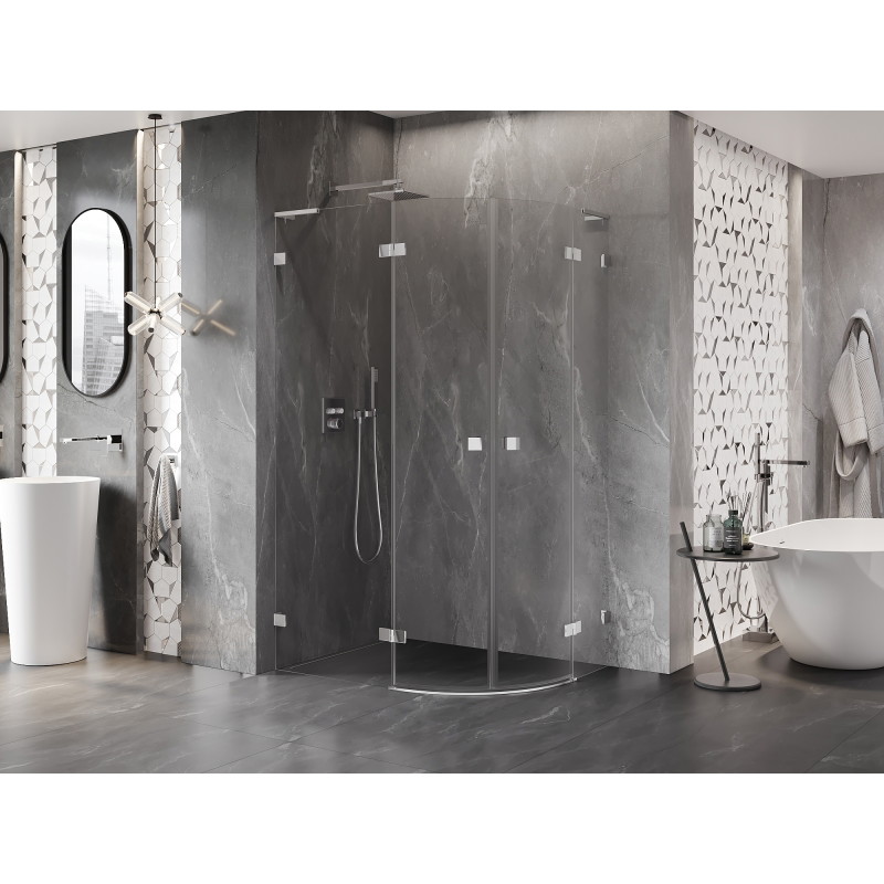 Mexen Lunar L cabine de douche semi-circulaire pivotante gauche 100 x 90 cm, transparent, chrome - 833L-100L-090P-01-00
