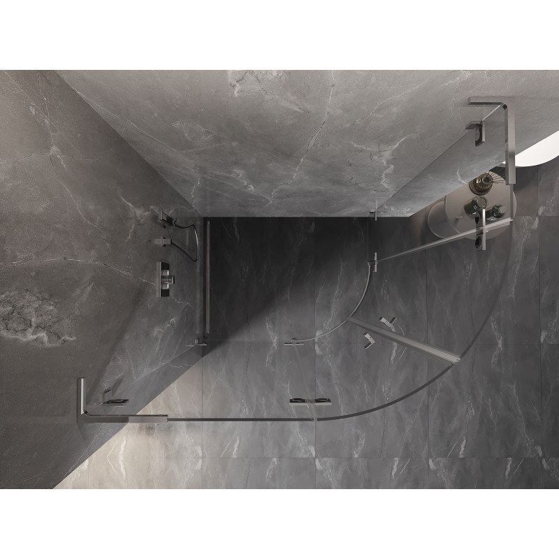 Mexen Lunar L cabine de douche semi-circulaire pivotante gauche 100 x 90 cm, transparent, chrome - 833L-100L-090P-01-00