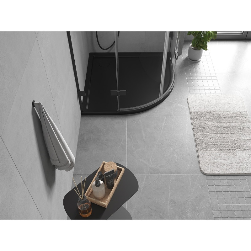 Mexen Flow receveur de douche demi-circulaire slim 80 x 80 cm, noir mat - 46Q708080
