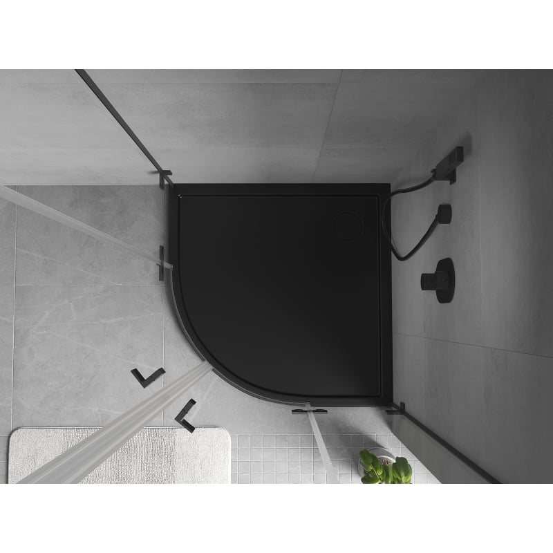 Mexen Flow receveur de douche semi-circulaire slim 90 x 90 cm, noir mat - 46Q709090