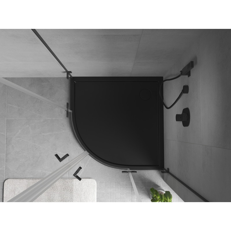 Mexen Flow receveur de douche demi-circulaire slim 100 x 100 cm, noir mat - 46Q701010