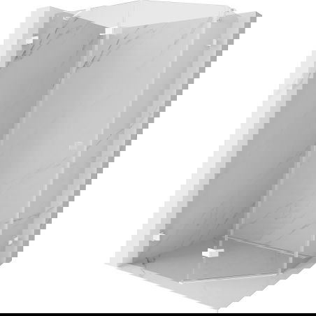 Mexen Lunar cabine de douche pentagonale pivotante gauche 100 x 80 cm, transparente, blanche - 831-100L-080P-20-00-L