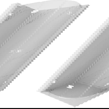 Mexen Lunar L cabine de douche semi-circulaire pivotante gauche 90 x 80 cm, transparent, blanc - 833L-090L-080P-20-00