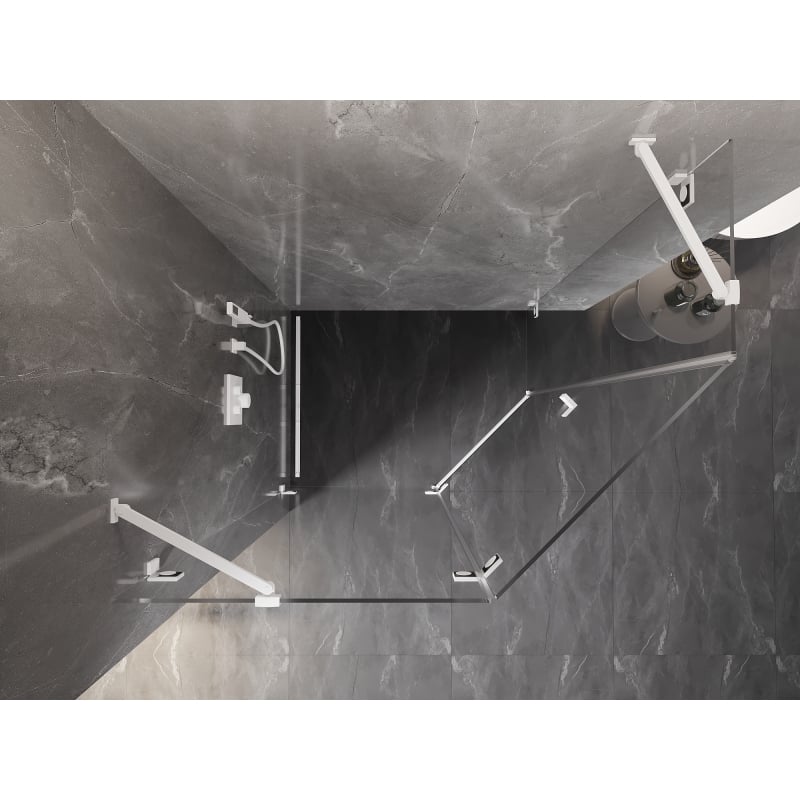 Mexen Lunar cabine de douche pentagonale pivotante gauche 100 x 90 cm, transparent, blanc - 831-100L-090P-20-00-L