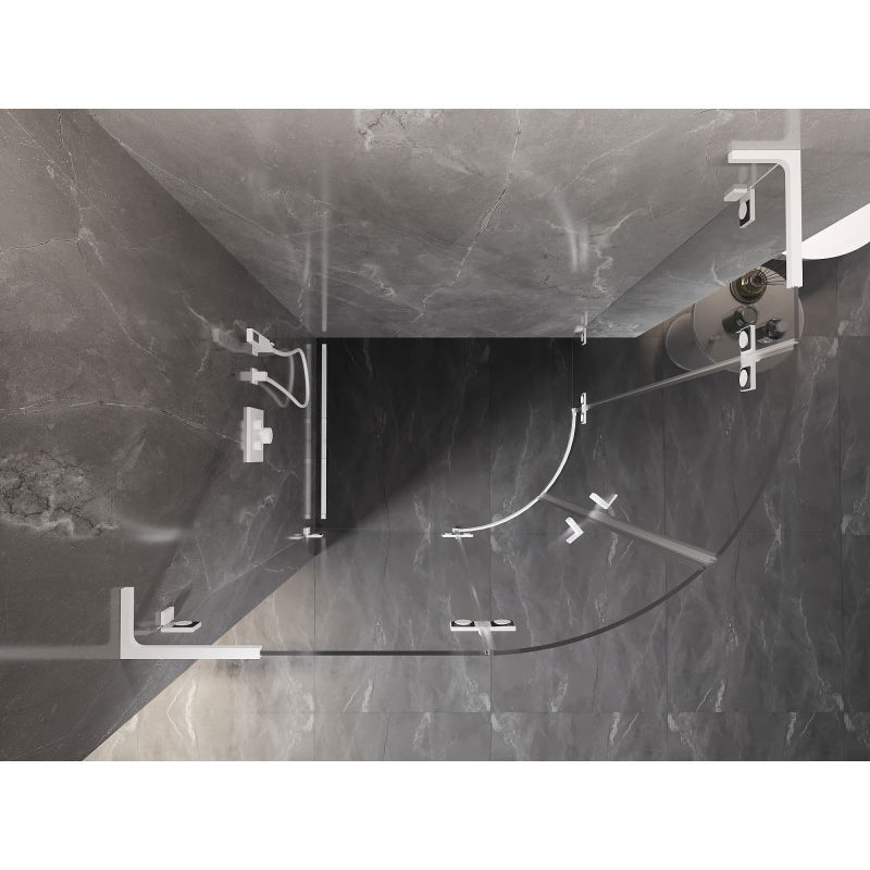 Mexen Lunar L cabine de douche quart de cercle pivotante gauche 100 x 70 cm, transparent, blanc - 833L-100L-070P-20-00