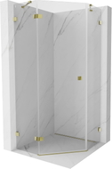 Mexen Lunar cabine de douche pentagonale pivotante gauche 80 x 80 cm, transparent, dorée - 831-080L-080P-50-00-L