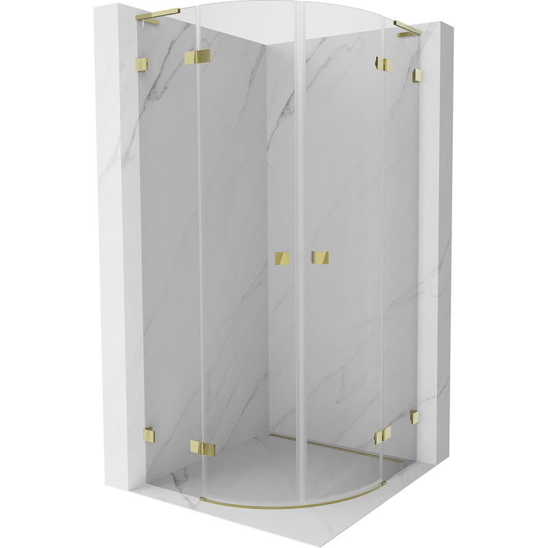 Mexen Lunar L cabine de douche semi-circulaire pivotante 70 x 70 cm, transparent, or - 833L-070L-070P-50-00