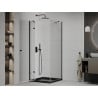 Mexen Roma cabine de douche pivotante 90 x 90 cm, transparent, noir + receveur Flat, noir - 854-090-090-70-00-4070B