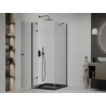 Mexen Roma cabine de douche pivotante 90 x 90 cm, transparente, noire + receveur Flat, noir - 854-090-090-70-00-4070B