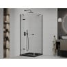 Mexen Roma cabine de douche pivotante 90 x 90 cm, transparent, noir + receveur Flat, noir - 854-090-090-70-00-4070B