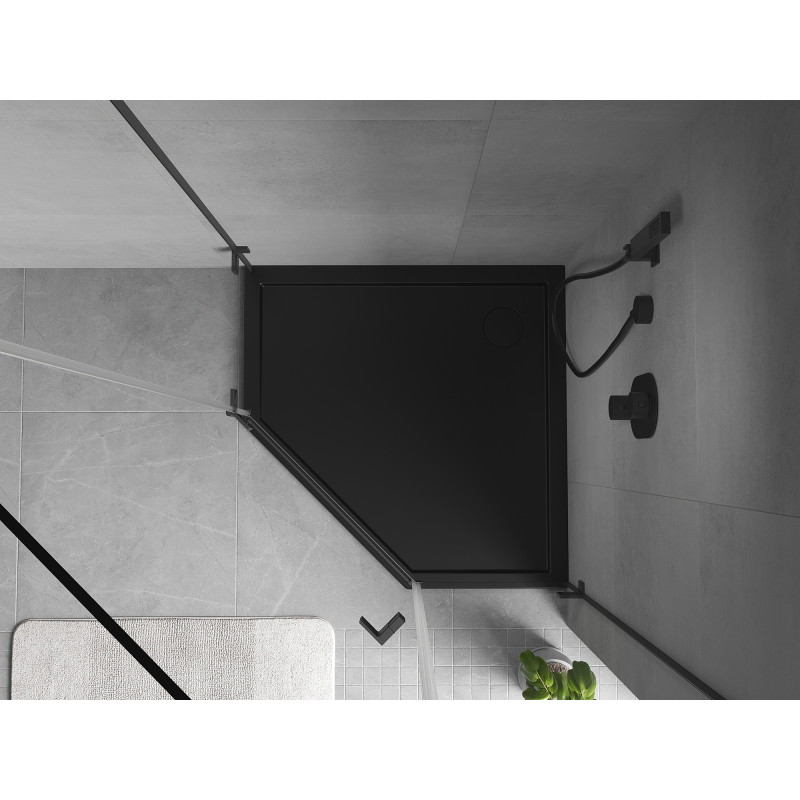 Mexen Flow receveur de douche pentagonal slim 90 x 90 cm, noir mat - 46P709090