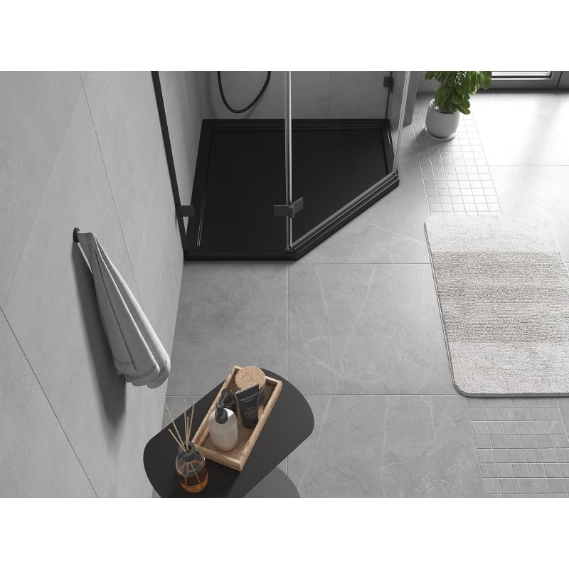 Mexen Flow receveur de douche pentagonal slim 100 x 100 cm, noir mat - 46P701010