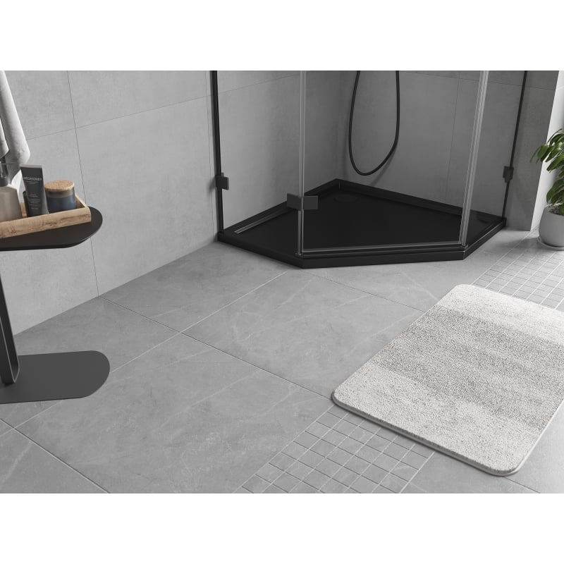 Mexen Flow receveur de douche pentagonal slim 100 x 100 cm, noir mat - 46P701010