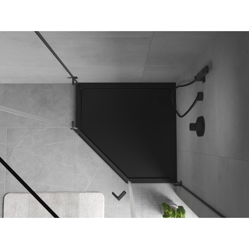 Mexen Flow receveur de douche pentagonal slim 100 x 100 cm, noir mat - 46P701010