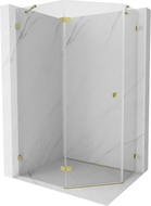 Mexen Lunar cabine de douche pentagonale pivotante gauche 90 x 80 cm, transparent, dorée - 831-090L-080P-50-00-L