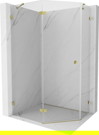 Mexen Lunar cabine de douche pentagonale pivotante gauche 100 x 80 cm, transparente, or - 831-100L-080P-50-00-L