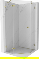 Mexen Lunar cabine de douche pentagonale pivotante gauche 100 x 100 cm, transparent, or - 831-100L-100P-50-00-L