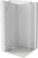 Mexen Lunar cabine de douche pentagonale pivotante gauche 90 x 90 cm, transparent, or brossé - 831-090L-090P-55-00-L