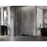 Mexen Lunar Cabine de douche pentagonale pivotante gauche 100 x 80 cm, transparente, or brossé - 831-100L-080P-55-00-L