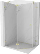 Mexen Lunar cabine de douche pentagonale pivotante gauche 100 x 90 cm, transparent, or brossé - 831-100L-090P-55-00-L