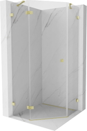 Mexen Lunar cabine de douche pentagonale pivotante gauche 100 x 100 cm, transparent, or brossé - 831-100L-100P-55-00-L