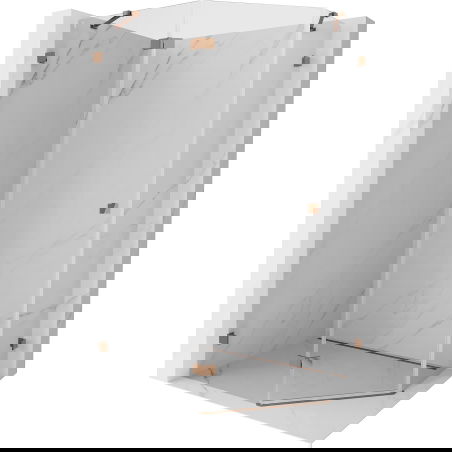 Mexen Lunar cabine de douche pentagonale, pivotante à gauche 90 x 80 cm, transparent, or rose - 831-090L-080P-60-00-L