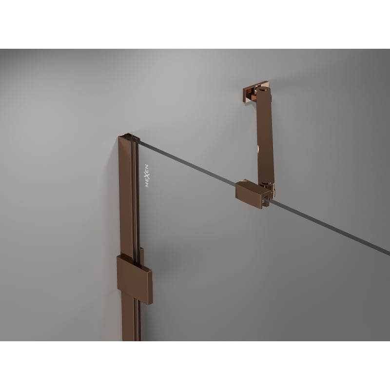 Mexen Lunar cabine de douche pentagonale pivotante gauche 90 x 100 cm, transparent, or rose - 831-090L-100P-60-00-L