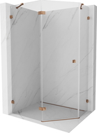 Mexen Lunar cabine de douche pentagonale pivotante gauche 100 x 90 cm, transparent, or rose - 831-100L-090P-60-00-L