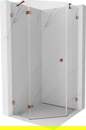 Mexen Lunar cabine de douche pentagonale battante gauche 100 x 100 cm, transparent, or rose - 831-100L-100P-60-00-L