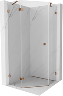 Mexen Lunar cabine de douche pentagonale pivotante gauche 100 x 100 cm, transparent, or rose - 831-100L-100P-60-00-L
